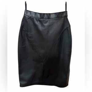 Vintage G-III Creations by Carl Banks Black Genuine Leather Skirt